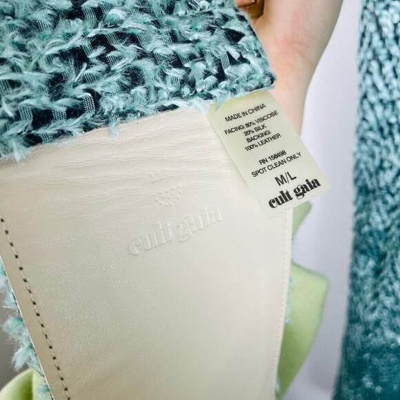 Cult Gaia Oona Dress Seafoam wrap dress with belt long sleeve size M - Picture 6 of 11